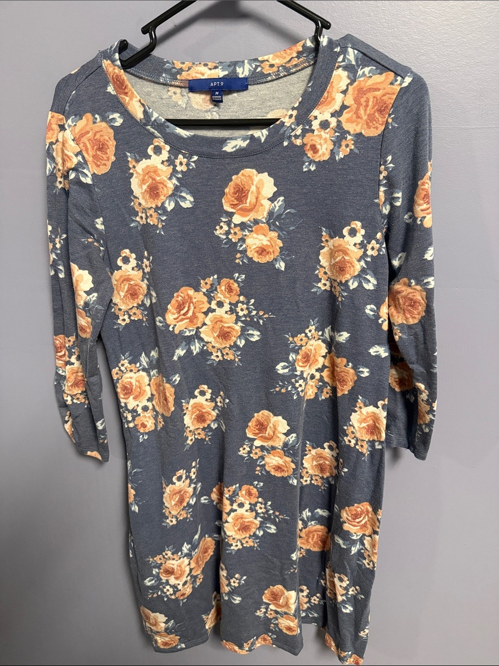 Apt. 9 Navy Floral Peach Rose Dress